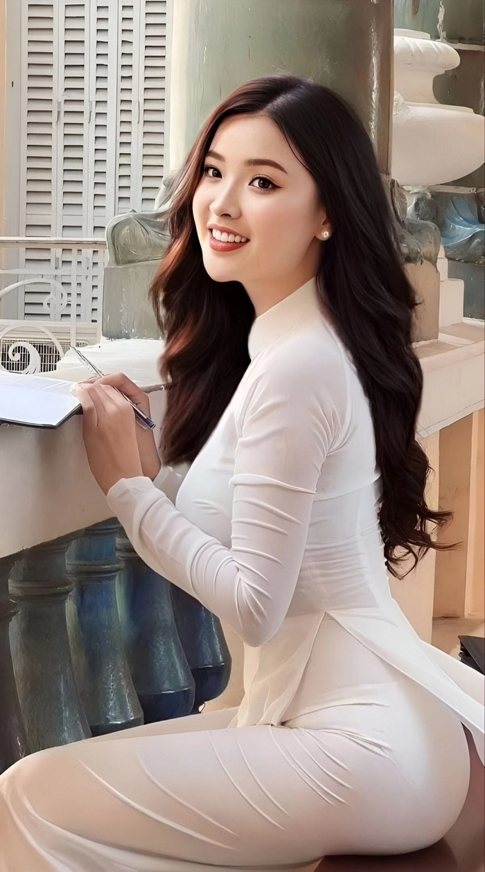 Cô gái duyên dáng trong áo dài 