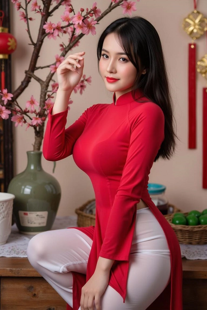 Nữ đẹp trong áo dài Tết truyền thống 